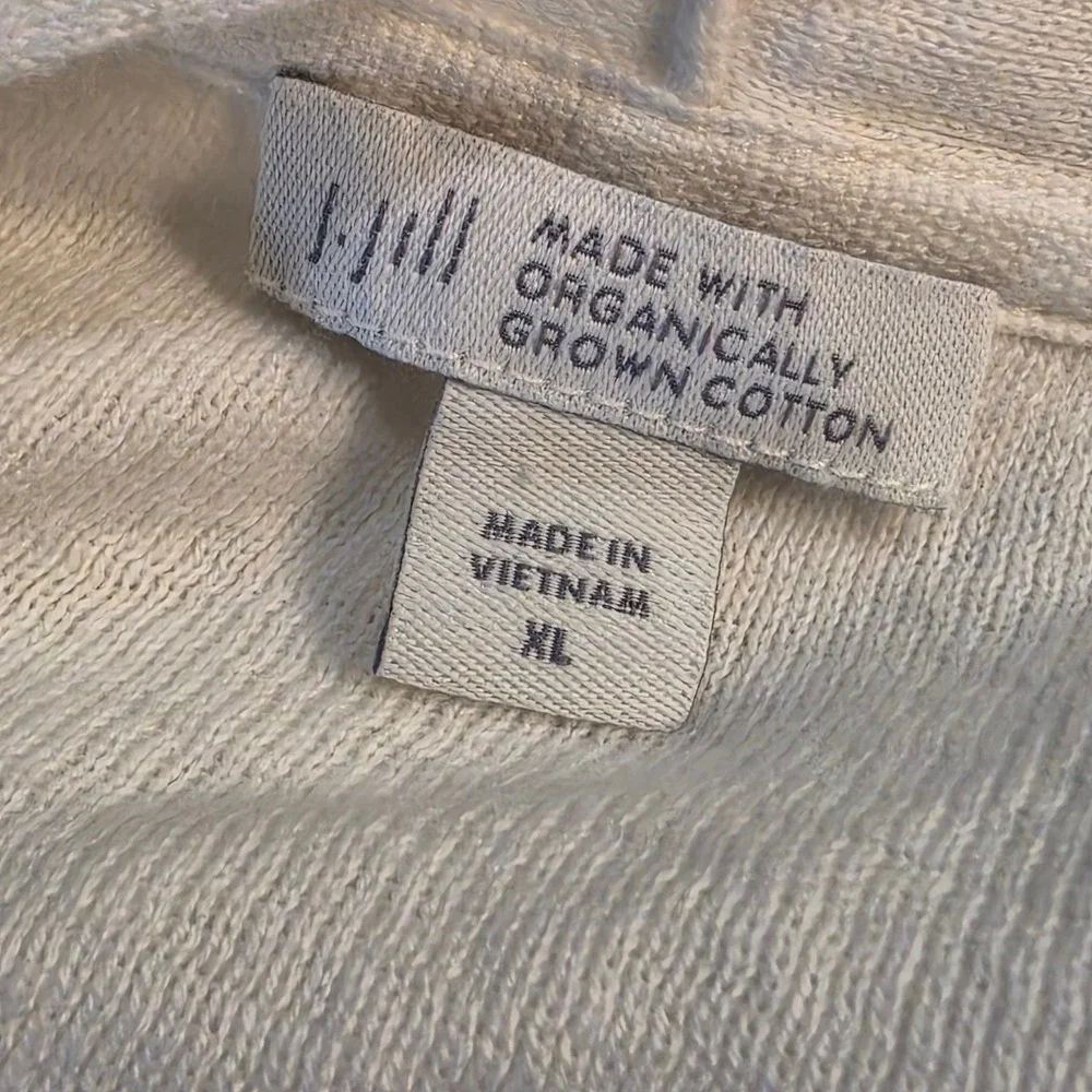 J. Jill Organic Cotton Open Front Cardigan Sweater Crisp White XL Lightweight